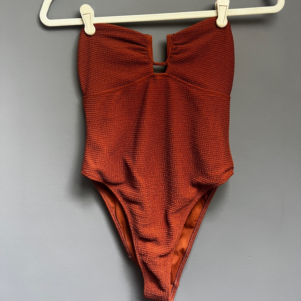 Rust Textured One-Piece Swimsuit